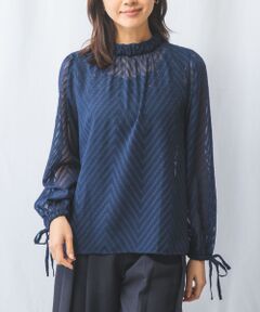 NARACAMICIE / ナラカミーチェ シャツ・ブラウス | 【NARACAMICIE】ジャガード袖口リボン長袖プルオーバー