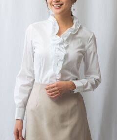 NARACAMICIE / ナラカミーチェ シャツ・ブラウス | 【NARACAMICIE】ストレッチブロードフリル衿長袖シャツ