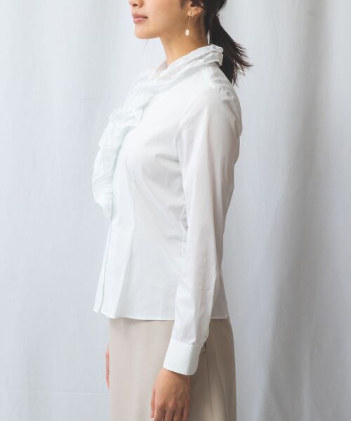 NARACAMICIE / ナラカミーチェ シャツ・ブラウス | 【NARACAMICIE】ストレッチブロードフリル衿長袖シャツ | 詳細2
