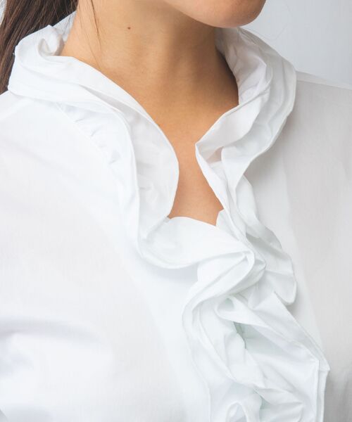 NARACAMICIE / ナラカミーチェ シャツ・ブラウス | 【NARACAMICIE】ストレッチブロードフリル衿長袖シャツ | 詳細5