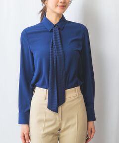 NARACAMICIE / ナラカミーチェ シャツ・ブラウス | 【NARACAMICIE】カットジャガードリボン付きジョーゼット長袖シャツ