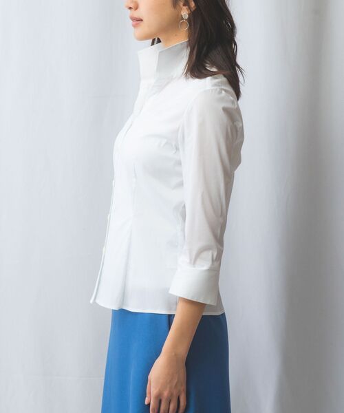 NARACAMICIE / ナラカミーチェ シャツ・ブラウス | 【NARACAMICIE】ストレッチブロードスタンドカラー七分袖シャツ | 詳細3
