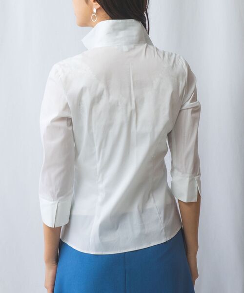 NARACAMICIE / ナラカミーチェ シャツ・ブラウス | 【NARACAMICIE】ストレッチブロードスタンドカラー七分袖シャツ | 詳細4