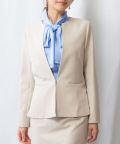 NARACAMICIE / ナラカミーチェ テーラードジャケット | 【NARACAMICIE】【セットアップスーツ対応】強撚合繊ストレッチノーカラージャケット