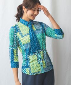 NARACAMICIE / ナラカミーチェ カットソー | 【NARACAMICIE】パッチワークプリントボウタイカットブラウス