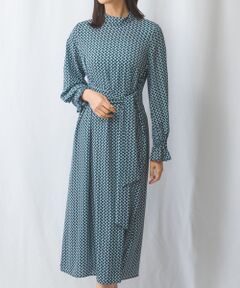 NARACAMICIE / ナラカミーチェ ロング・マキシ丈ワンピース | 【NARACAMICIE】幾何柄ウエストリボンワンピース