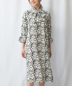 NARACAMICIE / ナラカミーチェ ロング・マキシ丈ワンピース | 【NARACAMICIE】ラインプリントリボンワンピース