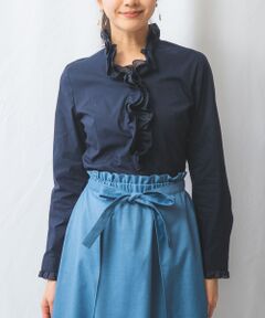 NARACAMICIE / ナラカミーチェ シャツ・ブラウス | 【NARACAMICIE】2重スタンドフリルブロード長袖ブラウス