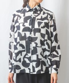 NARACAMICIE / ナラカミーチェ シャツ・ブラウス | 【NARACAMICIE】モノトーンプリントテントライン長袖シャツ