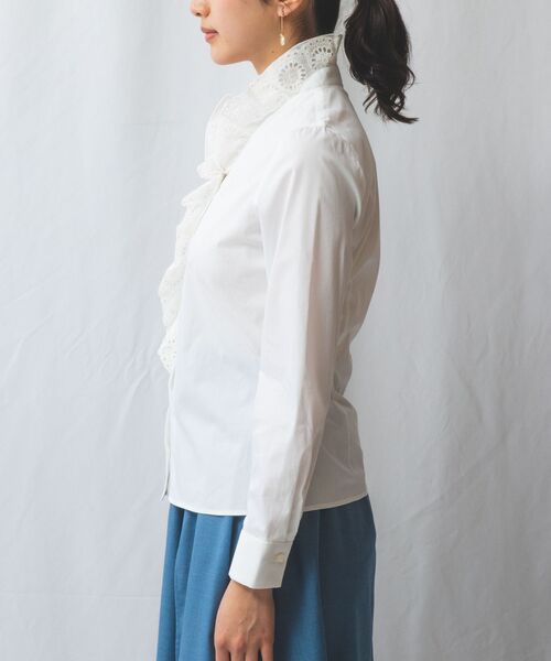 NARACAMICIE / ナラカミーチェ シャツ・ブラウス | 【NARACAMICIE】二重スタンドフリルレースブロード長袖シャツ | 詳細2