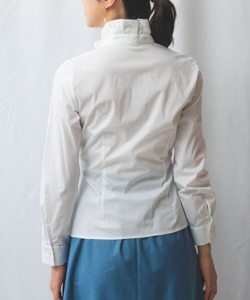 NARACAMICIE / ナラカミーチェ シャツ・ブラウス | 【NARACAMICIE】二重スタンドフリルレースブロード長袖シャツ | 詳細3