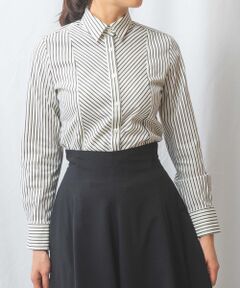 NARACAMICIE / ナラカミーチェ シャツ・ブラウス | 【NARACAMICIE】ストレッチストライプフロントバイヤス長袖シャツ