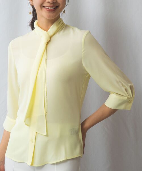 NARACAMICIE / ナラカミーチェ シャツ・ブラウス | 【NARACAMICIE】ジョーゼットフリルタイ七分袖ブラウス | 詳細1