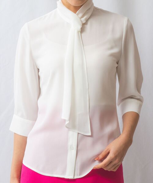 NARACAMICIE / ナラカミーチェ シャツ・ブラウス | 【NARACAMICIE】ジョーゼットフリルタイ七分袖ブラウス | 詳細12