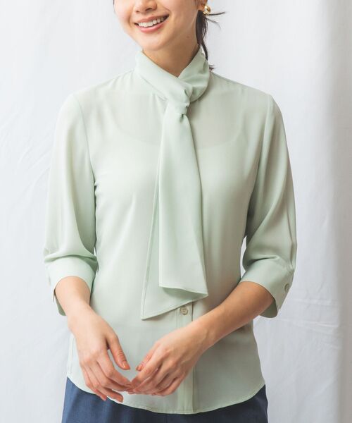 NARACAMICIE / ナラカミーチェ シャツ・ブラウス | 【NARACAMICIE】ジョーゼットフリルタイ七分袖ブラウス | 詳細14