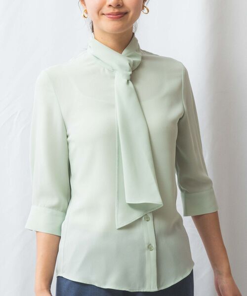 NARACAMICIE / ナラカミーチェ シャツ・ブラウス | 【NARACAMICIE】ジョーゼットフリルタイ七分袖ブラウス | 詳細15