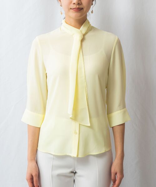 NARACAMICIE / ナラカミーチェ シャツ・ブラウス | 【NARACAMICIE】ジョーゼットフリルタイ七分袖ブラウス | 詳細3