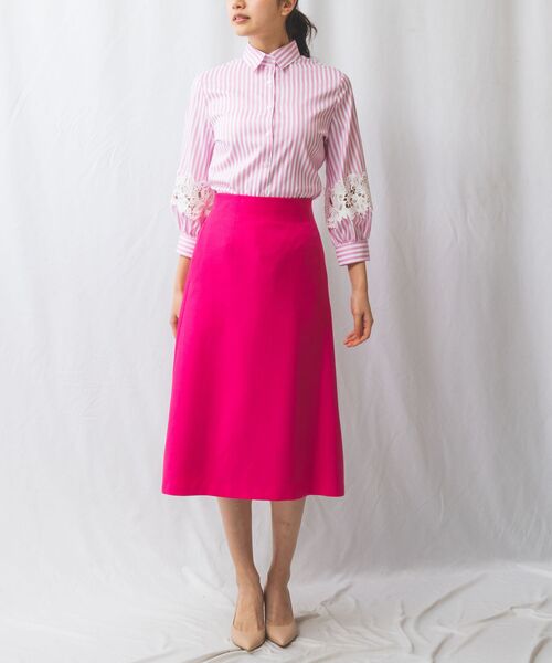 NARACAMICIE / ナラカミーチェ シャツ・ブラウス | 【NARACAMICIE】ストレッチストライプ七分袖レースシャツ | 詳細12