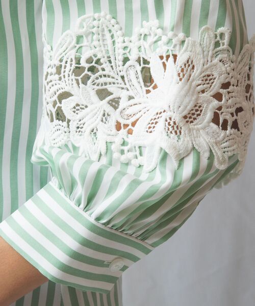 NARACAMICIE / ナラカミーチェ シャツ・ブラウス | 【NARACAMICIE】ストレッチストライプ七分袖レースシャツ | 詳細8