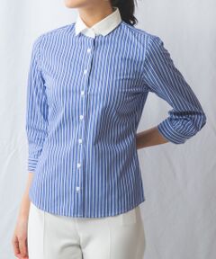 NARACAMICIE / ナラカミーチェ シャツ・ブラウス | 【NARACAMICIE】ストライプクレリック七分袖シャツ