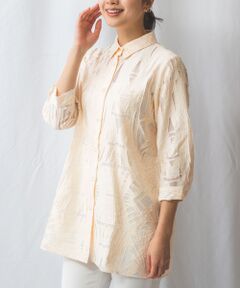 NARACAMICIE / ナラカミーチェ シャツ・ブラウス | 【NARACAMICIE】カットジャガード七分袖シャツ