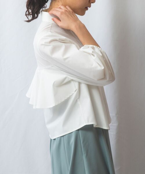 NARACAMICIE/ナラカミーチェ 【NARACAMICIE】バックフリル七分袖ブラウス ホワイト 2(L)11号 NARACAMICIE/ナラカミーチェ 【NARACAMICIE】バックフリル七分袖ブラウス ホワイト 2(L)11号
