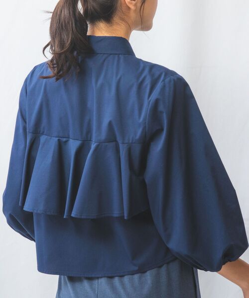 NARACAMICIE/ナラカミーチェ 【NARACAMICIE】バックフリル七分袖ブラウス ネイビー 1(M)9号 NARACAMICIE/ナラカミーチェ 【NARACAMICIE】バックフリル七分袖ブラウス ネイビー 1(M)9号