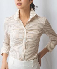 NARACAMICIE / ナラカミーチェ シャツ・ブラウス | 【NARACAMICIE】ストレッチストライプスタンドカラー七分袖シャツ