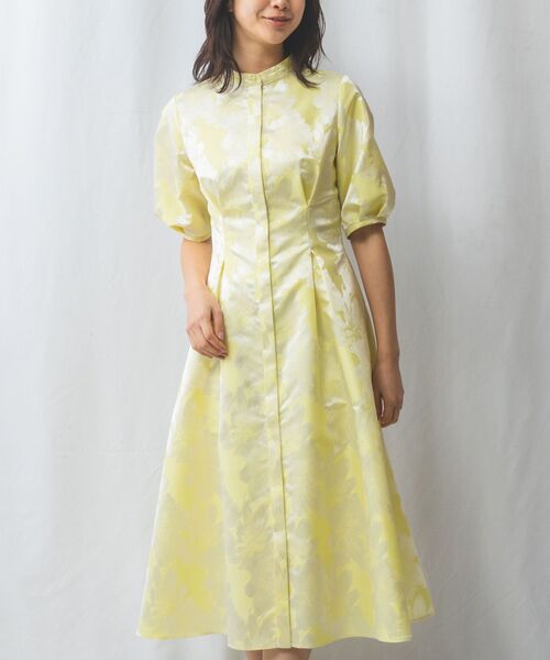 NARACAMICIE/ナラカミーチェ 【NALACARA】花柄JQウエストタックワンピース イエロー 3(2L)13号 NARACAMICIE/ナラカミーチェ 【NALACARA】花柄JQウエストタックワンピース イエロー 3(2L)13号