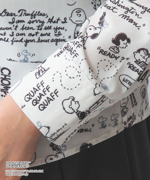 ブラウス シャツ 「PEANUTS」ドローイングバンドカラー長袖ブラウス レディース PEANUTS】ドローイングシャツカラーブラウス （シャツ・ブラウス