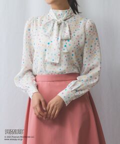 NARACAMICIE / ナラカミーチェ シャツ・ブラウス | 【PEANUTS】シャボン玉柄リボン付きジョーゼット長袖ブラウス