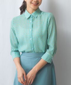 NARACAMICIE / ナラカミーチェ シャツ・ブラウス | 【NARACAMICIE】バスケット幾何シフォン七分袖ブラウス