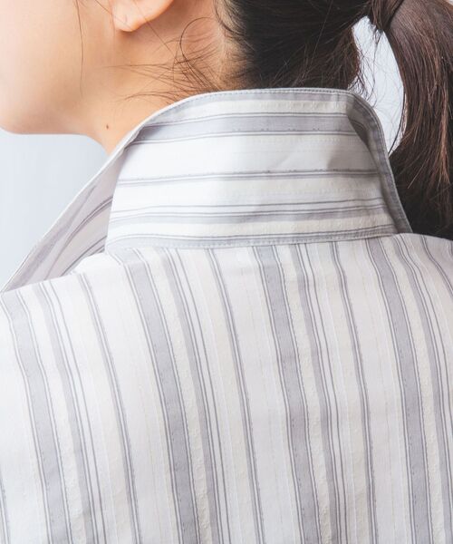 NARACAMICIE / ナラカミーチェ シャツ・ブラウス | 【NARACAMICIE】ストレッチランダムストライプスタンドカラー七分袖シャツ | 詳細8