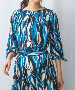 NARACAMICIE / ナラカミーチェ シャツ・ブラウス | 【NARACAMICIE】【セットアップ対応】ウェーブ幾何プリント七分袖プルオーバー