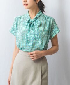 NARACAMICIE / ナラカミーチェ シャツ・ブラウス | 【NARACAMICIE】バスケット幾何シフォンボウタイ半袖ブラウス