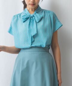 NARACAMICIE / ナラカミーチェ シャツ・ブラウス | 【NARACAMICIE】バスケット幾何シフォンボウタイ半袖ブラウス