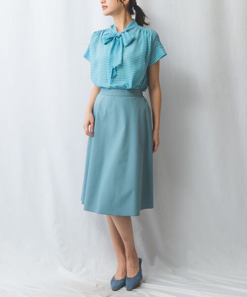 NARACAMICIE / ナラカミーチェ シャツ・ブラウス | 【NARACAMICIE】バスケット幾何シフォンボウタイ半袖ブラウス | 詳細11