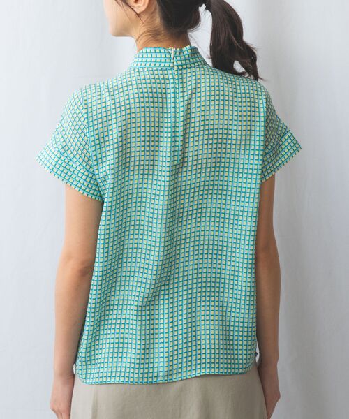 NARACAMICIE / ナラカミーチェ シャツ・ブラウス | 【NARACAMICIE】バスケット幾何シフォンボウタイ半袖ブラウス | 詳細4