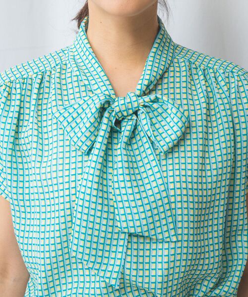 NARACAMICIE / ナラカミーチェ シャツ・ブラウス | 【NARACAMICIE】バスケット幾何シフォンボウタイ半袖ブラウス | 詳細5