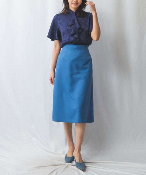 NARACAMICIE / ナラカミーチェ シャツ・ブラウス | 【NARACAMICIE】織り柄サテンチューリップスリーブ半袖ブラウス | 詳細1