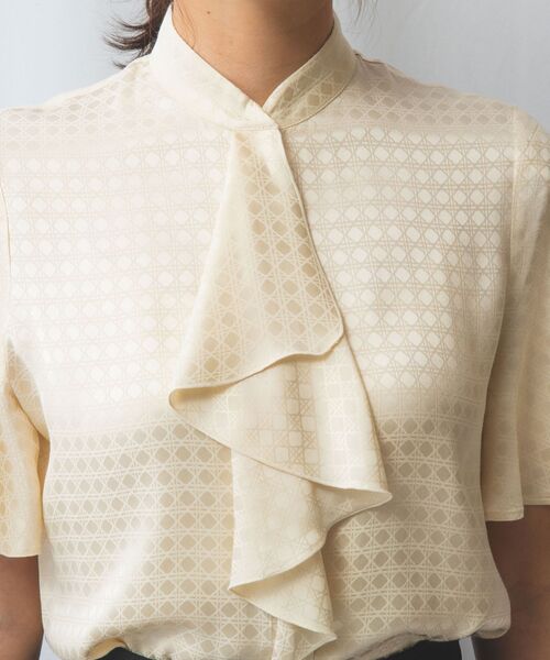 NARACAMICIE / ナラカミーチェ シャツ・ブラウス | 【NARACAMICIE】織り柄サテンチューリップスリーブ半袖ブラウス | 詳細11