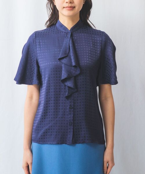NARACAMICIE / ナラカミーチェ シャツ・ブラウス | 【NARACAMICIE】織り柄サテンチューリップスリーブ半袖ブラウス | 詳細2
