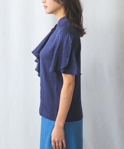 NARACAMICIE / ナラカミーチェ シャツ・ブラウス | 【NARACAMICIE】織り柄サテンチューリップスリーブ半袖ブラウス | 詳細3