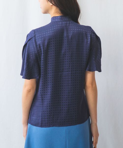 NARACAMICIE / ナラカミーチェ シャツ・ブラウス | 【NARACAMICIE】織り柄サテンチューリップスリーブ半袖ブラウス | 詳細4