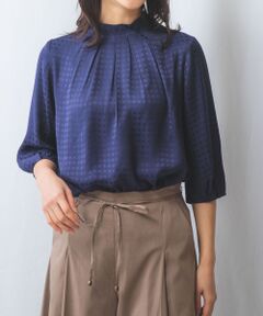 NARACAMICIE / ナラカミーチェ シャツ・ブラウス | 【NARACAMICIE】織り柄サテンタック衿半袖プルオーバー