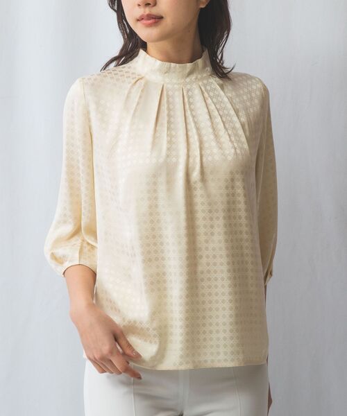 NARACAMICIE / ナラカミーチェ シャツ・ブラウス | 【NARACAMICIE】織り柄サテンタック衿半袖プルオーバー | 詳細10