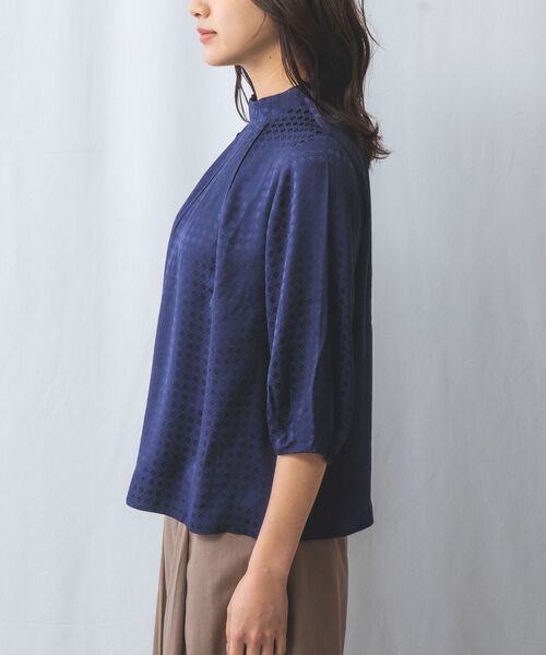 NARACAMICIE / ナラカミーチェ シャツ・ブラウス | 【NARACAMICIE】織り柄サテンタック衿半袖プルオーバー | 詳細2