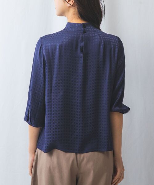 NARACAMICIE / ナラカミーチェ シャツ・ブラウス | 【NARACAMICIE】織り柄サテンタック衿半袖プルオーバー | 詳細3