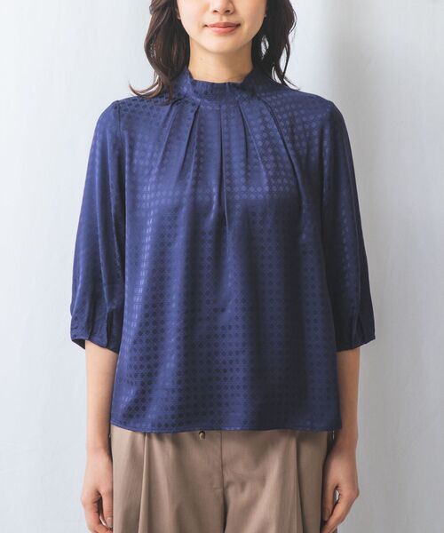 NARACAMICIE / ナラカミーチェ シャツ・ブラウス | 【NARACAMICIE】織り柄サテンタック衿半袖プルオーバー | 詳細4