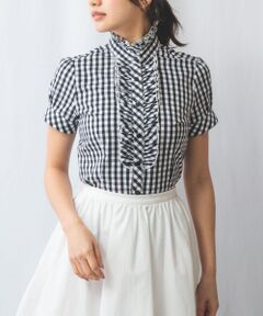 NARACAMICIE / ナラカミーチェ シャツ・ブラウス | 【NARACAMICIE】スモールギンガムフリル半袖シャツ